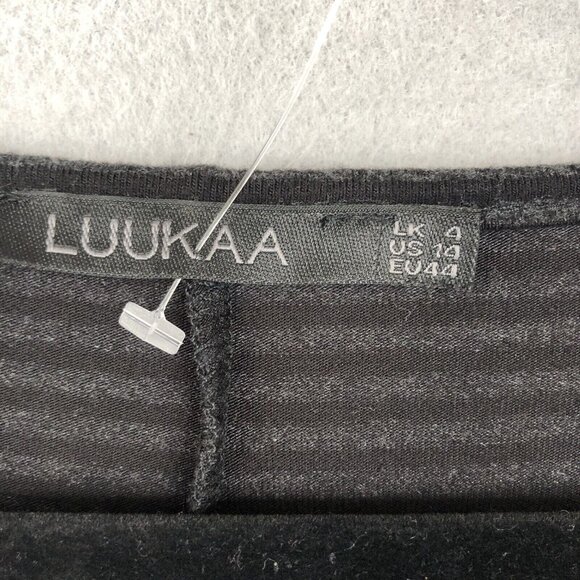 Luukaa Top Women 14 Black Stripe Mesh T Lagenlook Layered Whimsigoth Drapey - Picture 8 of 15